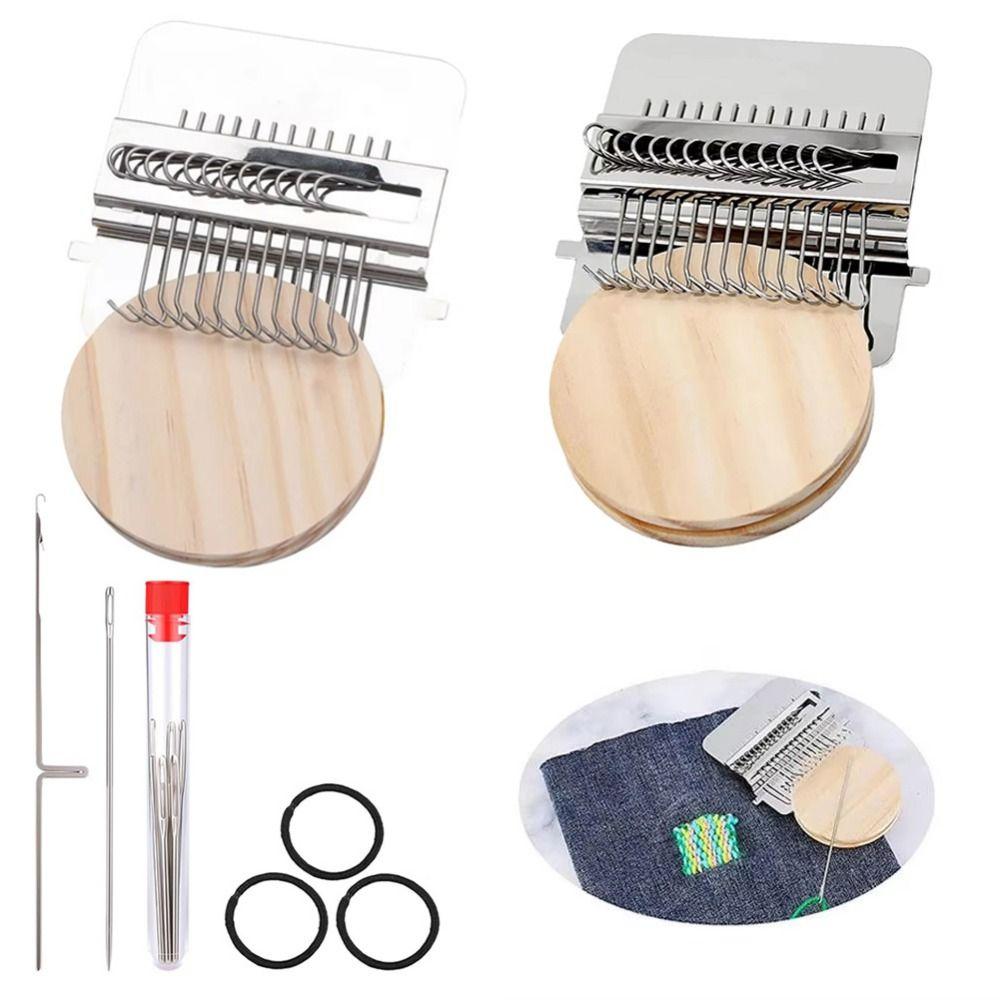Metal Tool Mini Loom Machine Wooden Frame Weaving Loom Kit Easy To Carry Darning Machine  Home Use