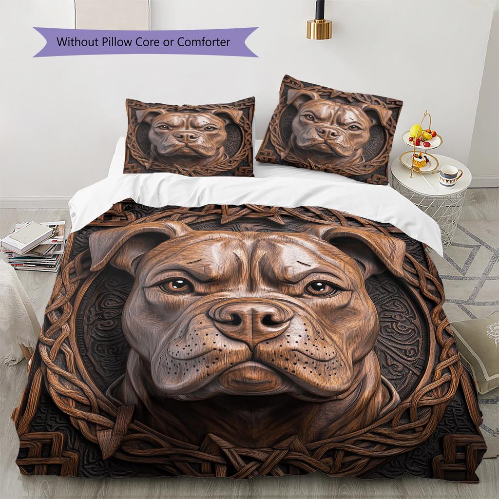 Vintage Pitbull Pattern Bedding Home Decoration Birthday Gift (1 * duvet cover + 2 * pillowcase, without core)