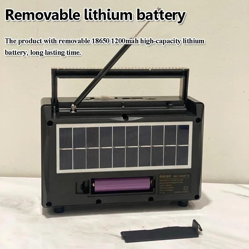 Retro Solární Rádio FM AM SW Přenosný Přijímač Bluetooth 5.3 Reproduktor MP3 Přehrávač Hudby Podpora USB TF Karta Nabíjení Typu C