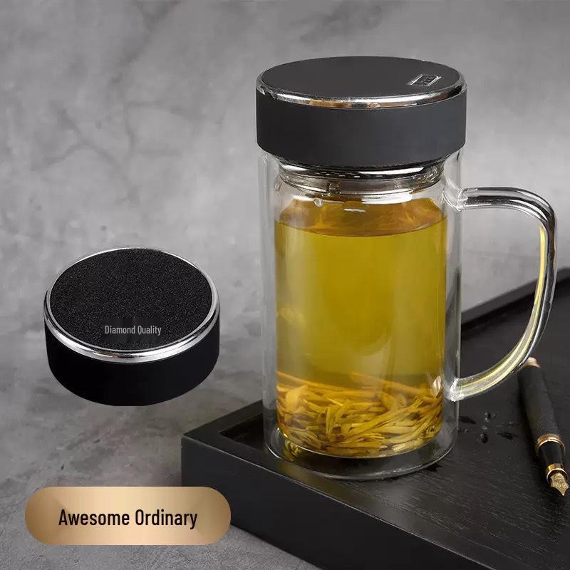 Tianyi Double-Layer Glass Tea Cup with Logo and High Borosilicate Design
