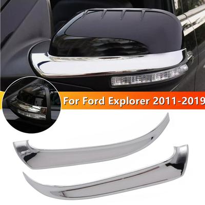 For LHD Ford Explorer 2011 2012- ABS Plastic Side Rearview Mirror Strip Cover Door Wing Exterior Trim Car Adhesive Sticker