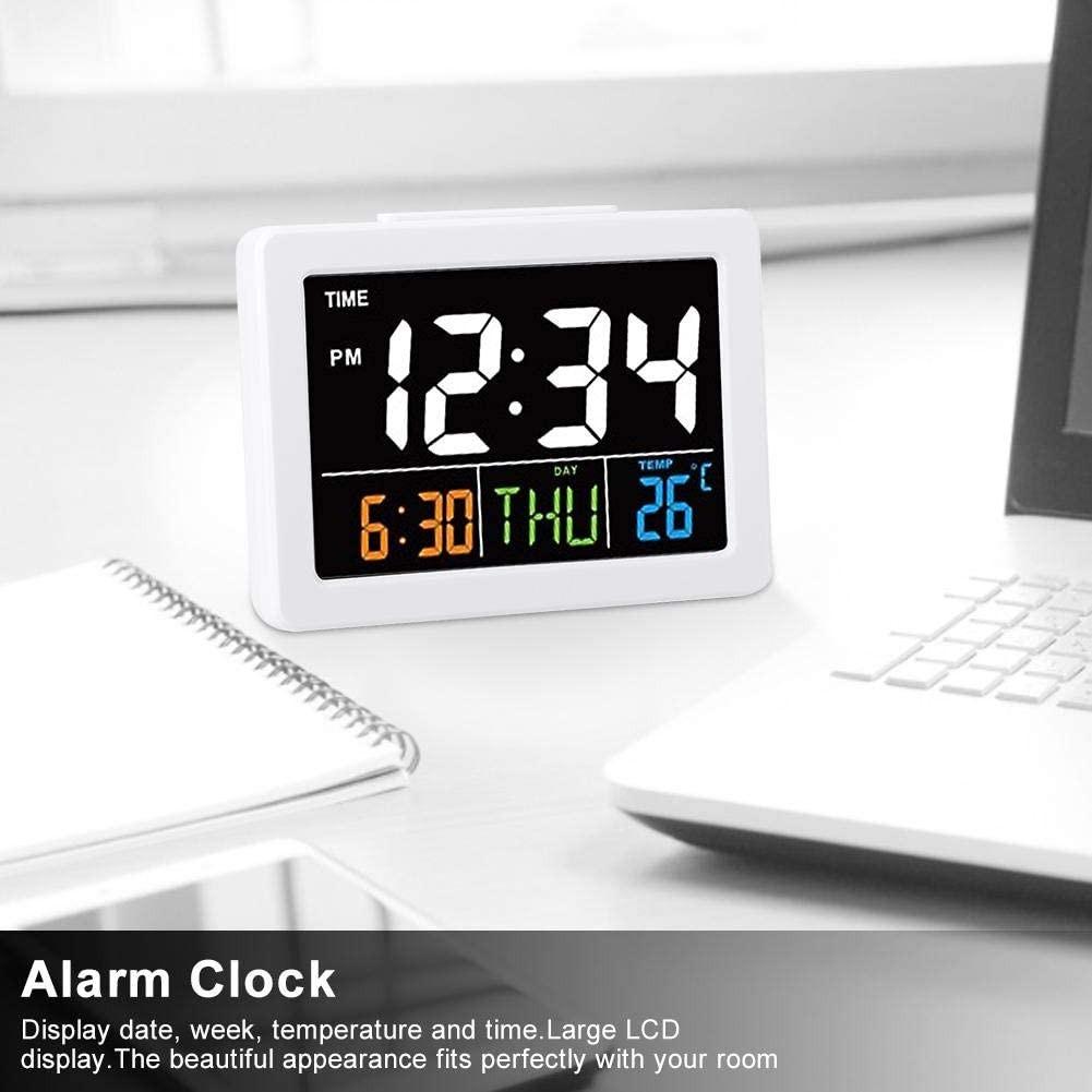 Large LCD Screen Alarm Time Calendar Temperature Display Modern Home Bedroom Office Decoration Supplies Digital Alarm Clock