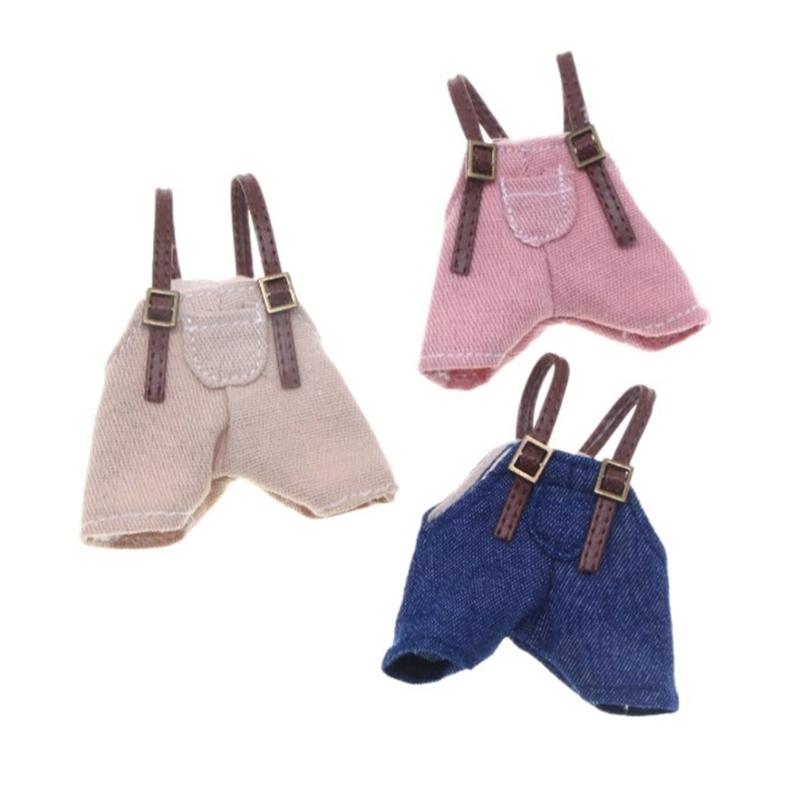 Trendy Doll Overalls With Detachable Straps Soft Cotton Outfit Easy Dress Up Toy Accessory