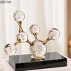 Geometric Crystal Molecular Ball Ornament Electroplated Metal Glass Sculpture Display Statue Home Decoration Accessories Crafts
