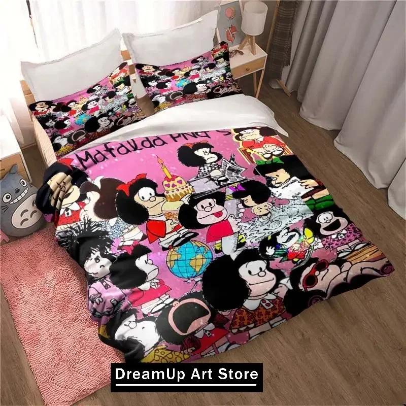 Kawaii Anime Mafalda All Season Twin Bedding Set 3 Piece Comforter Set Bed Duvet Cover Double King Comforter Cover Home Textiles