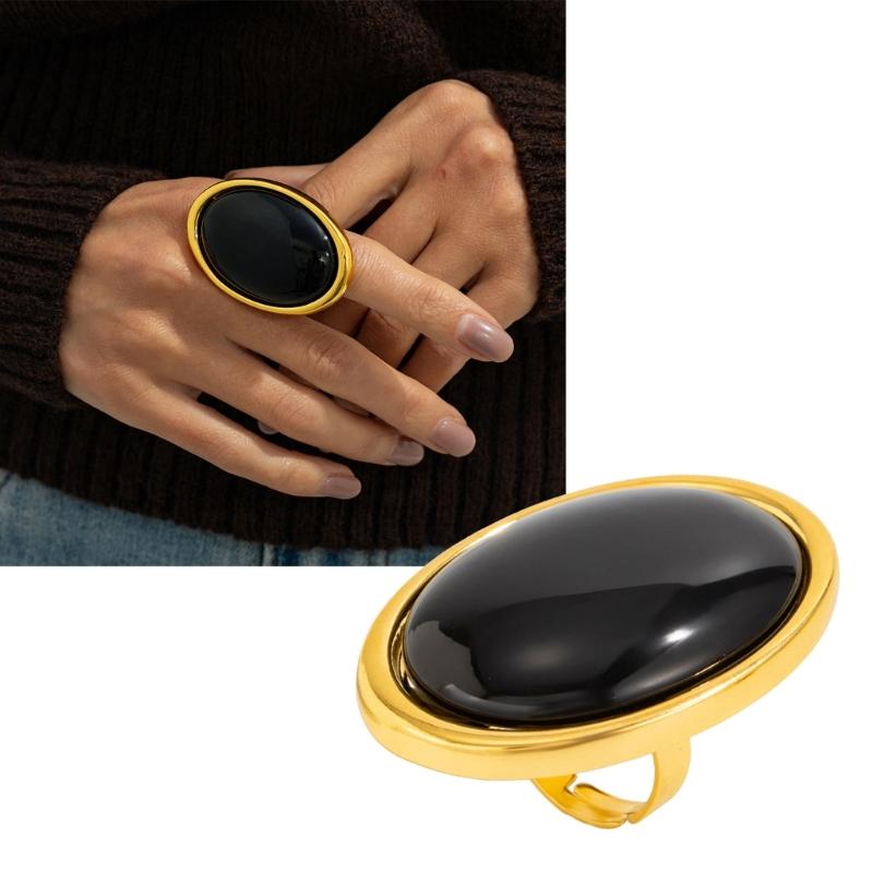 Fashion Resin Rings with Large Gemstones Vintage Geometric Designs Comfortable for Daily Jewelry Wear