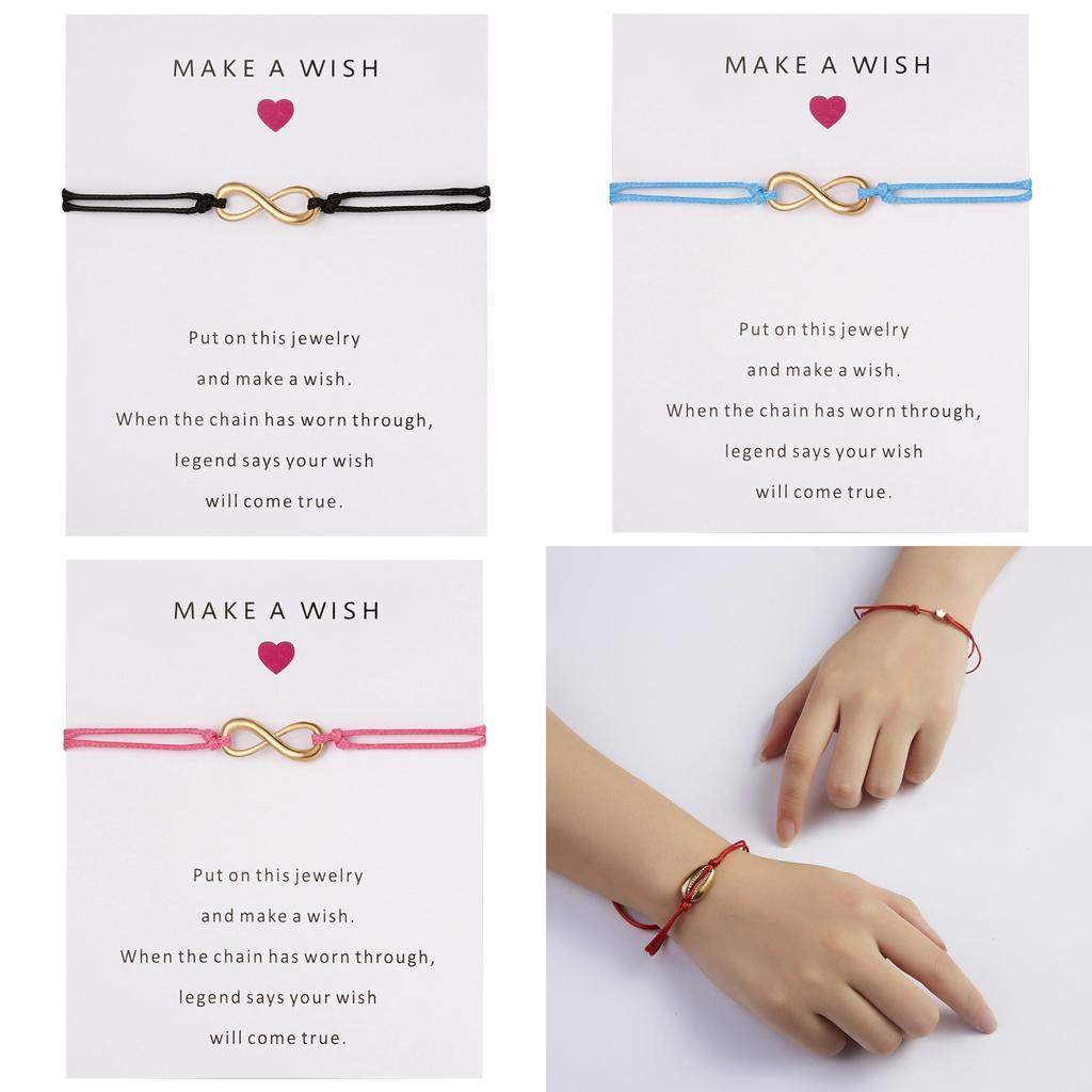 Lucky Hand String Bracelets With Heart Paper Card For Travel Gift