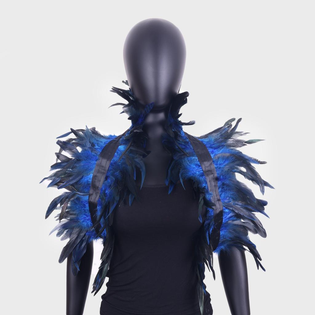 Halloween Feather Shawl Wristlet Set Feather Shawl Punk Feather Party Holiday Dress Up Cosplay Costumes Poncho for Women and Men