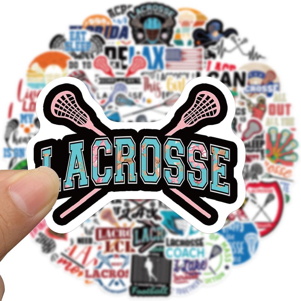 50 Long-shaped Ball Stick Lacrosse Sticker Suitcase Notebook Waterproof Removable Sticker
