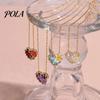 Elegant Birth Flower Jewelry Birthstone Heart Necklace, Stone And Pendant Jan To Stylish Lightweight Dec Floral Birthday Gift for Mom Wife Girlfriend