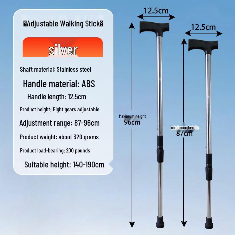 Регулируемая легкая противоскользящая алюминиевая трость для пожилых людей