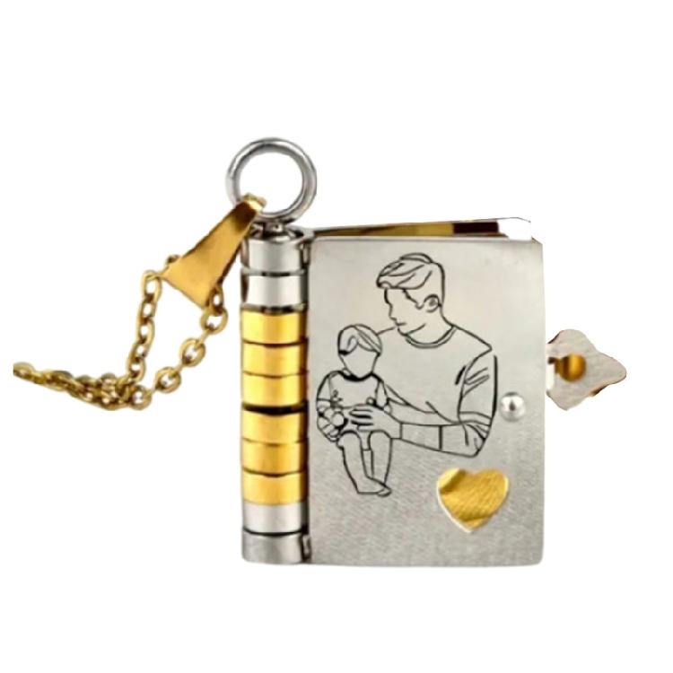 

Personalised Titanium Steel Book Pendant Necklace For Dad Birthday Gift Rustproof Jewelry Ergonomic Chain Design