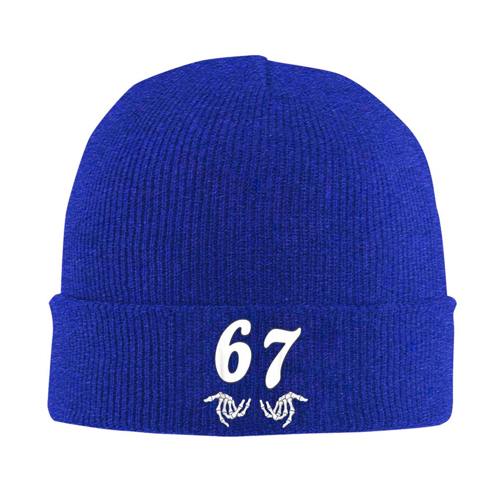 Funny Six Seven 6 7 Meme 67 Skeleton Hand Halloween Beanie Hats Bonnet Hats Men Vintage Kpop Knitting Hat Winter Head Wrap Caps