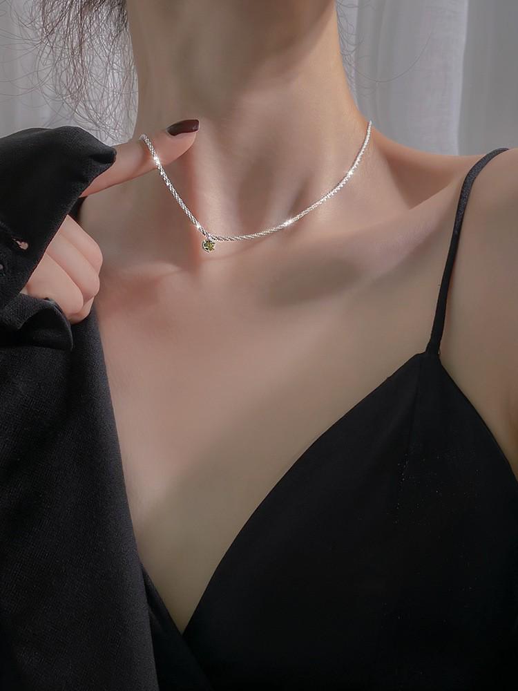Elegant S925 Sterling Silver Water Drop Necklace - Women's Luxury Niche Design Choker with a Simple, Trendy Style.
