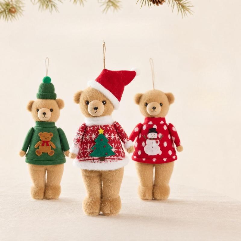 Christmas Decorations Fabric Plush Teddy Bear Doll Pendant Bear Christmas Tree Pendant