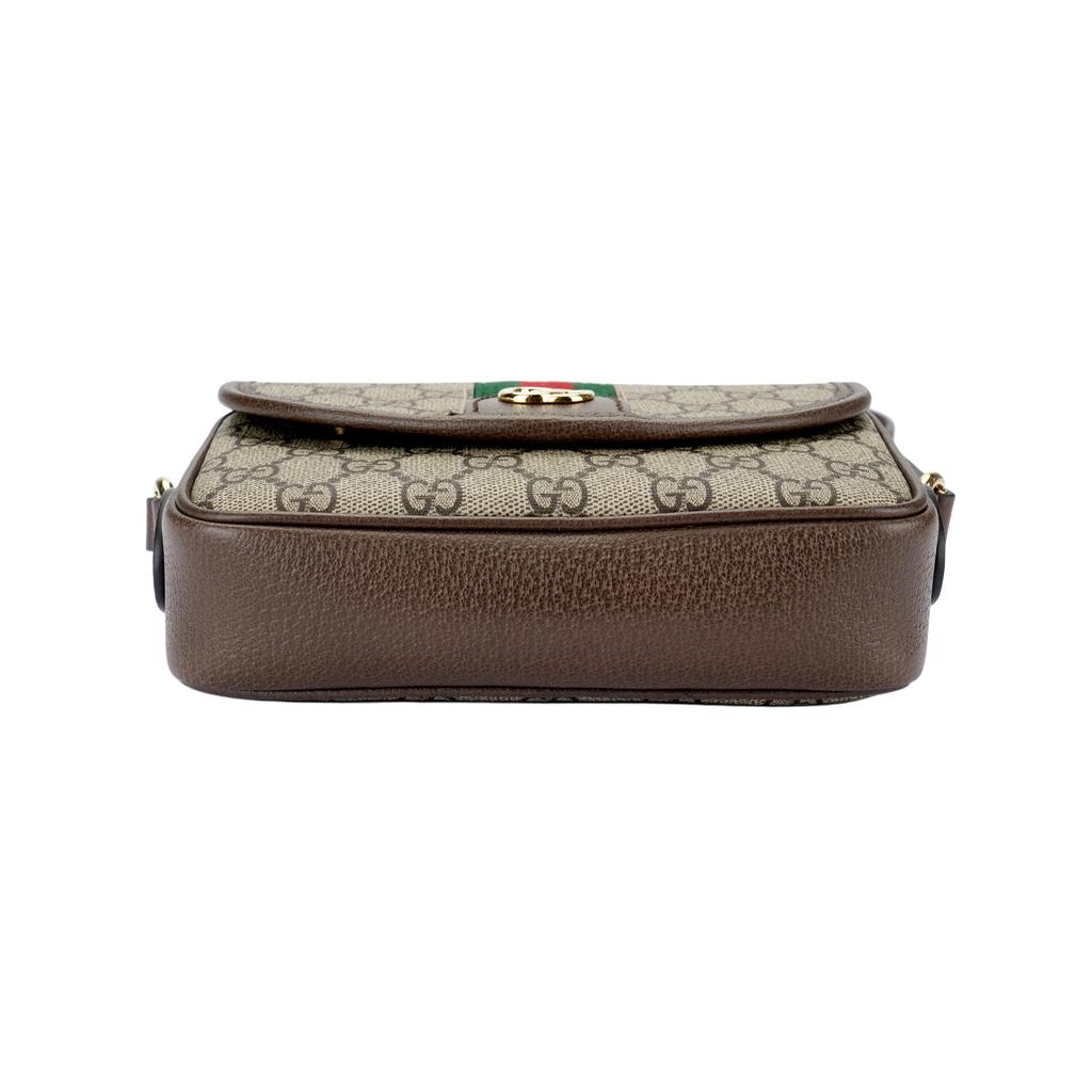 Gucci Ophidia Messenger Bag With Adjustable Shoulder Strap Magnetic Clamshell Zipper Closure Canvas