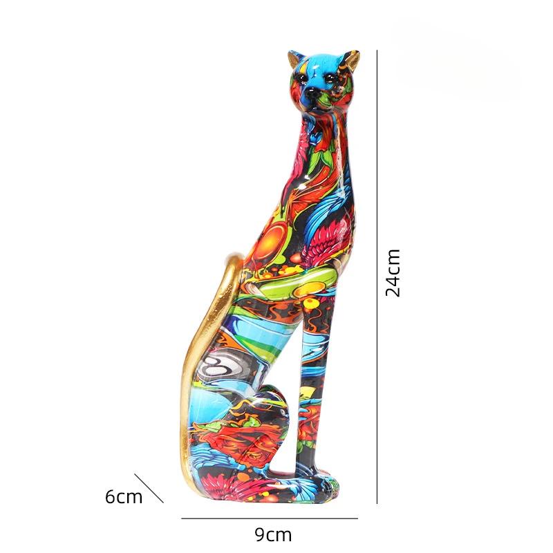European Graffiti Leopard Statue Living Room Animal Resin Sculpture Home Office Decoration Gift