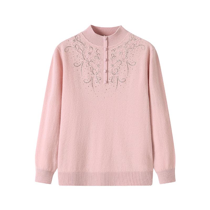 100% Wool Winter Sweater: New 2026 Style for Mom, Middle-Aged & Elderly Women's Warm Knit Top
