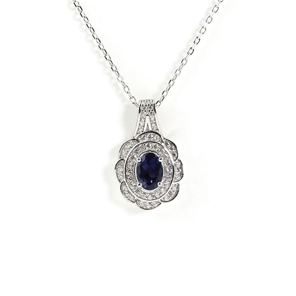 Raro Prezioso Naturale lolite Argento Sterling 925 collana ciondolo pietre preziose gioielli raffinati per Anniversario proposta regalo da donna