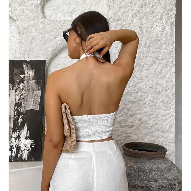 Fashion Summer Fashion Halter Vest Shorts Set Hanging Neck Vest and Shorts Set