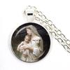 Virgin Mary and Baby Jesus Christian Catholicism Jewelry Necklace Blessed Mother Religious Art Glass Cabochon Dome Pendant Gift