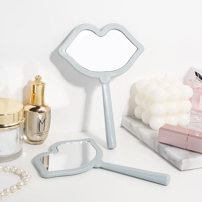 HD Lip Makeup Mirror with Plastic Handle, Vanity Mirror with DIY Option