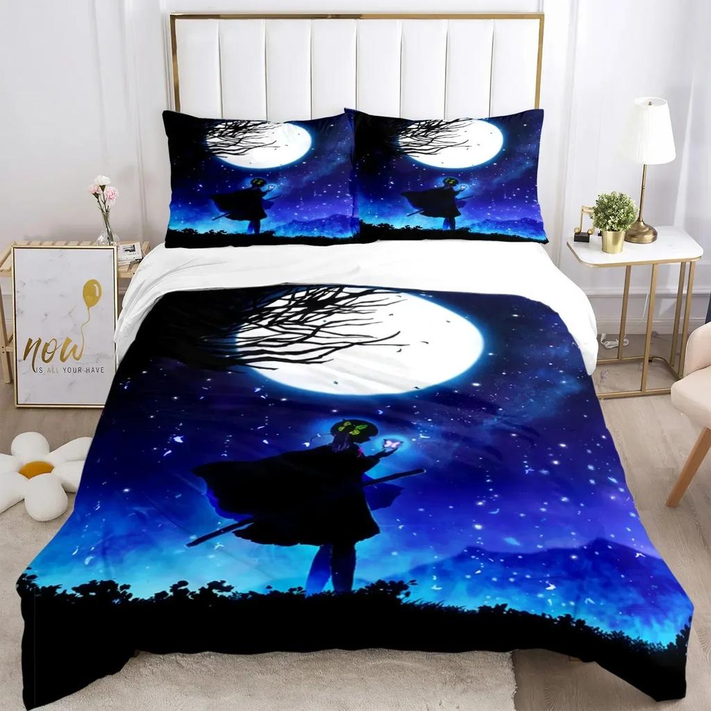 Comforter Top 3D Anime Demon Slayer Print Bedding Set Nezuko Queen Double Single King Size For Kids Adults Gift