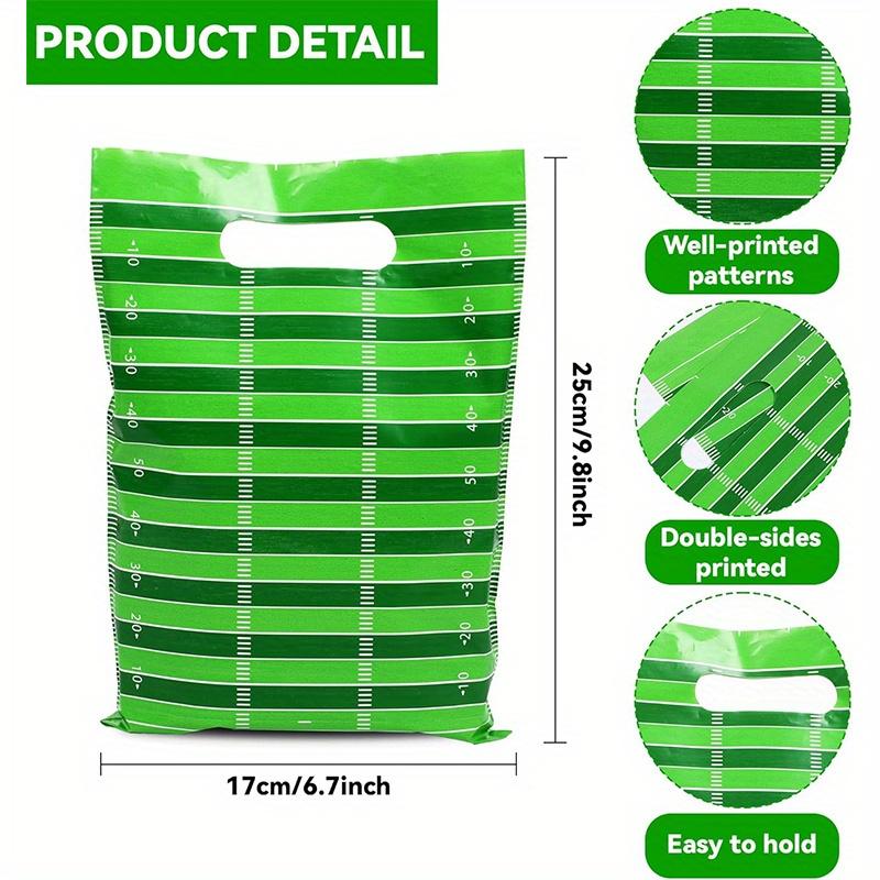 50 Pcs Football Party Candy Goodie Bags Football Field Plastic Gift Party Favors Football Snack Treat Bags for Game Day Sports Events Birthday Party