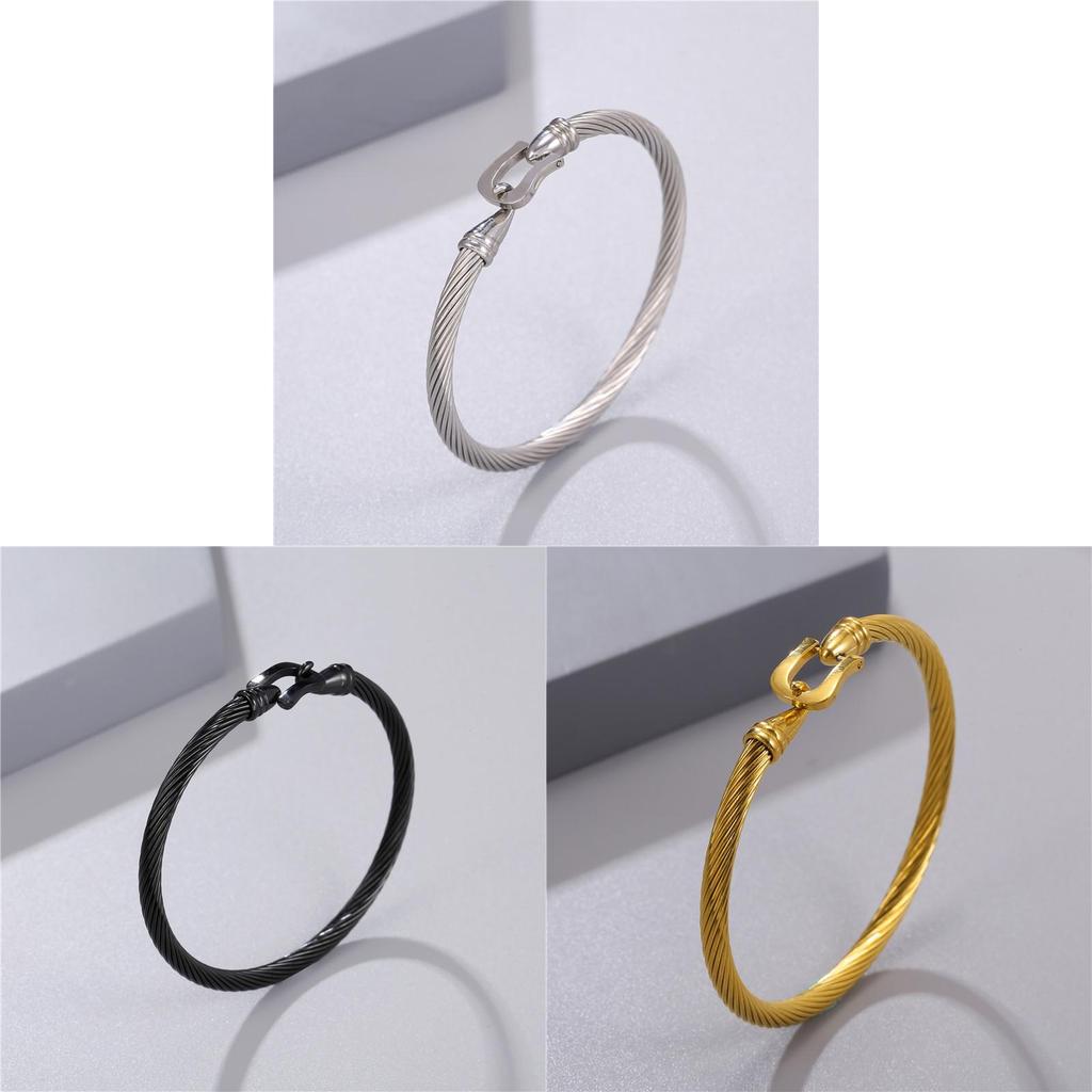 No Brand Geometric Titanium Steel Mens Bracelet With Electroplating For Casual Wear