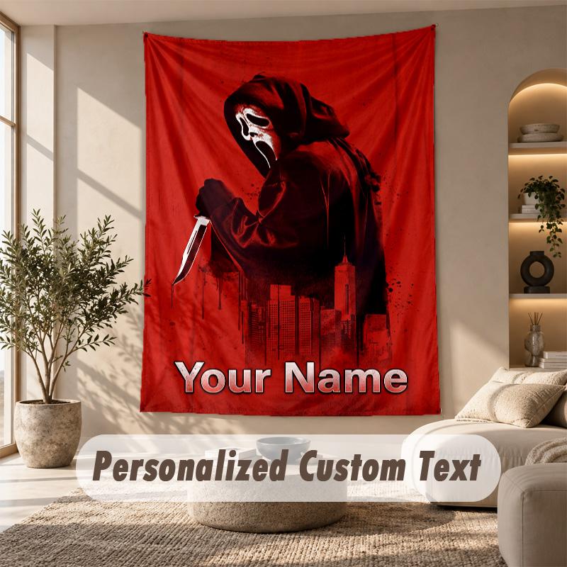 Tapestry Custom Name Text, Wall Hanging Tapestry Home Room DecorScream Ghostface
