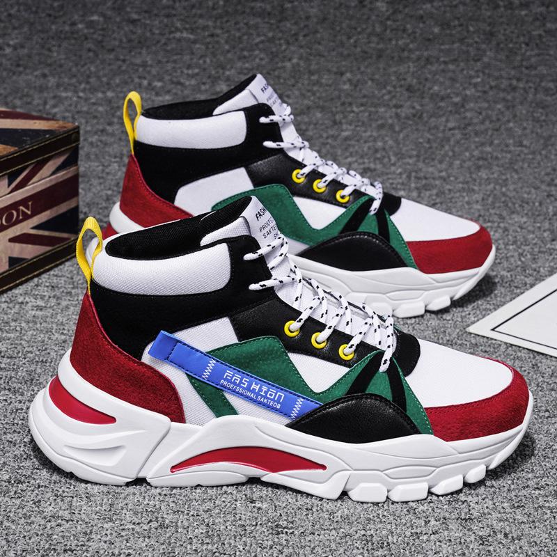 

Высокие мужские туфли 2025 года, новая весенняя дышащая обувь на платформе для студентов, спортивная обувь для мужчин, универсальная обувь для папы 44