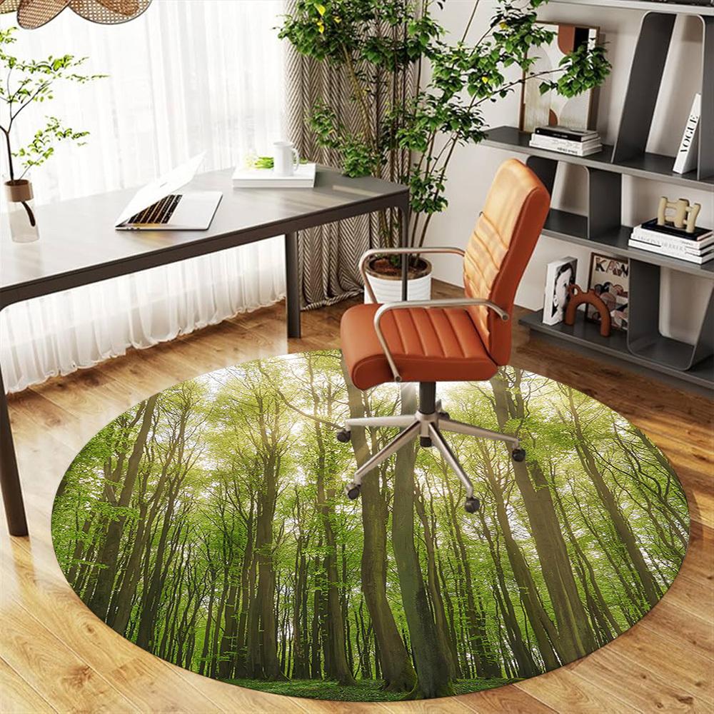 1pc forest nature Round Chair mat Area Rug - Non-Slip, Floor Mat for Office, Bedroom, and Indoor Decor c1118199