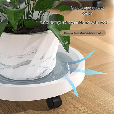 Mobile Flower Pot Tray with Universal Wheels – Green Plastic Plant Base