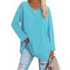 European and American oversized women's t-shirt, new multi-color loose drop-sleeved V-neck solid color women's blouse