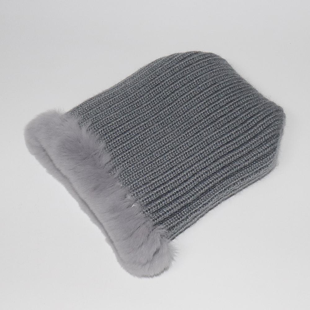 Winter Girls Fashion Fluffy Real Rex Rabbit Fur Hat Scarf Sets Warm Real Rex Rabbit Fur Cat's ear Hats Scarves Women Fur Caps