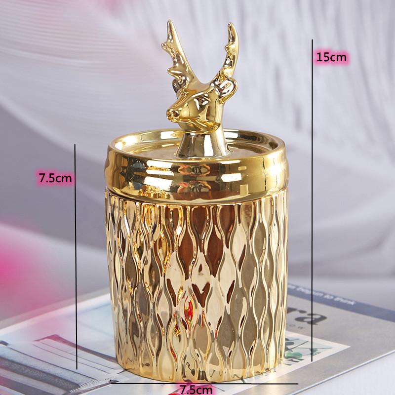 

Golden Crown Ceramic Storage Jar with Lid, Animal Decoration Storage Bottle, Candle Jar, Jewelry Display Box, Home Furnishings