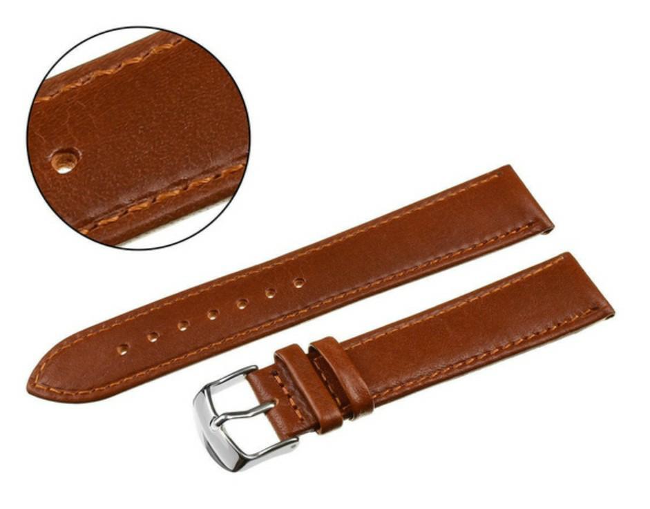 Pasek pacific 20 mm xl w44l gładki  jasnobrązowy pasek, brązowe przeszycie