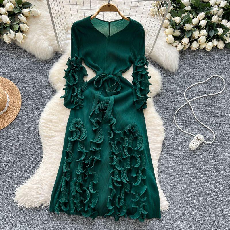 Design Three-Dimensional Ruffles Niche Style Exquisite Dress