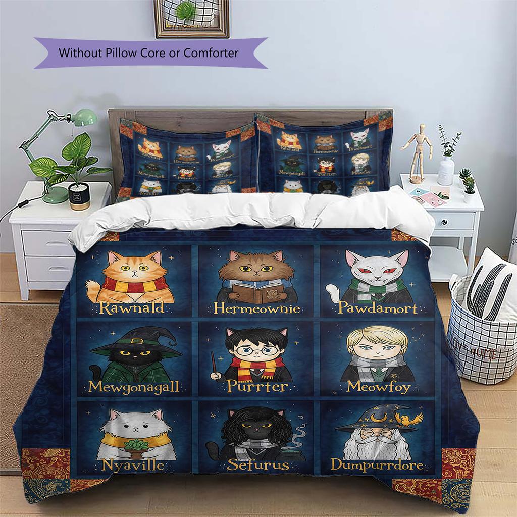 Cartoon Pattern Bedding Quilt Set Quilt Cover Pillowcase Home Decoration Birthday Gift (1 * duvet cover + 2 * pillowcase, without core)