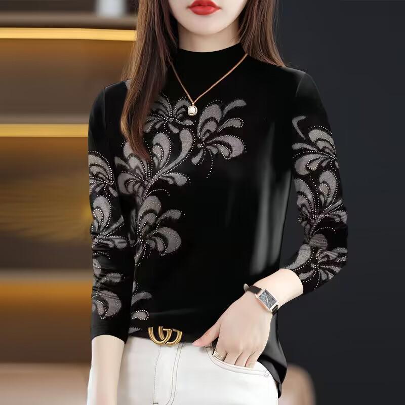 

Женская рубашка с длинным рукавом на флисовой подкладке большого размера для женщин среднего и пожилого возраста S (up to 80 jin)