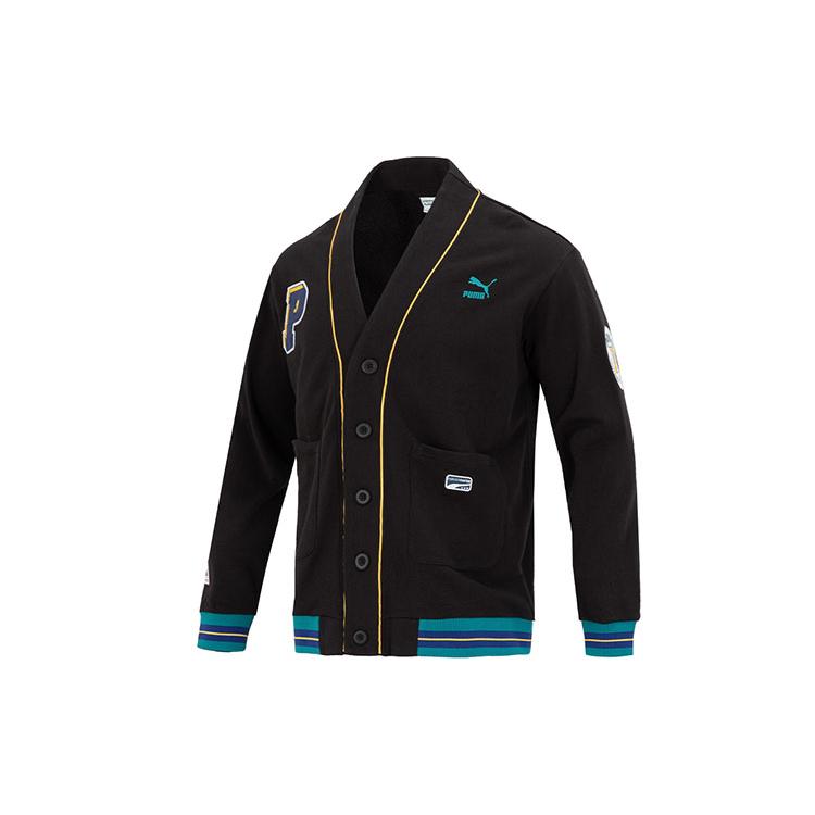 New PUMA Team Badge V neck Jacket Tr Jacket Unisex Black 677374-01