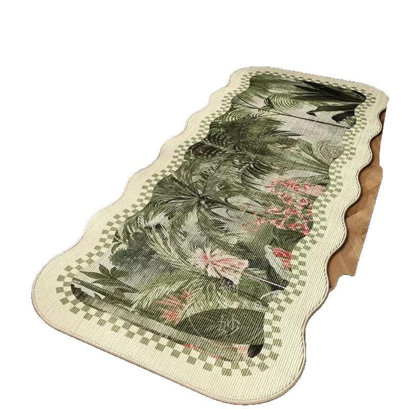 French Retro Non-Slip Bedside Rug - Washable Thickened Floor Mat for Bedroom or Balcony