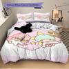 3pcs Sanrio Love Little Twin Stars Printed Bedding Set, Soft and Comfortable Quilt Cover for Bedroom, Guest Room (1 Duvet Cover + 2 Pillowca