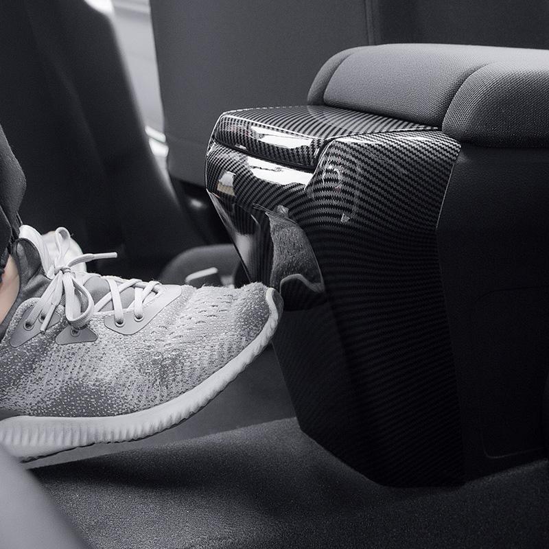 Highly Recommended Carbon Fiber Car Rear Armrest Box Anti-Kick Plate Armrest Panel Trim Cover For Honda Civic 10Th 2016-2019 Arm
