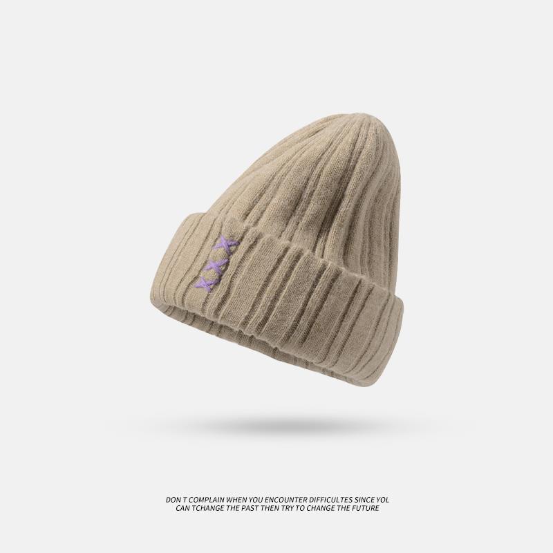 Wool hat for women, versatile bag head in autumn and winter, ear protection, warm and cold-proof, cold hat for men, big head circumference, small