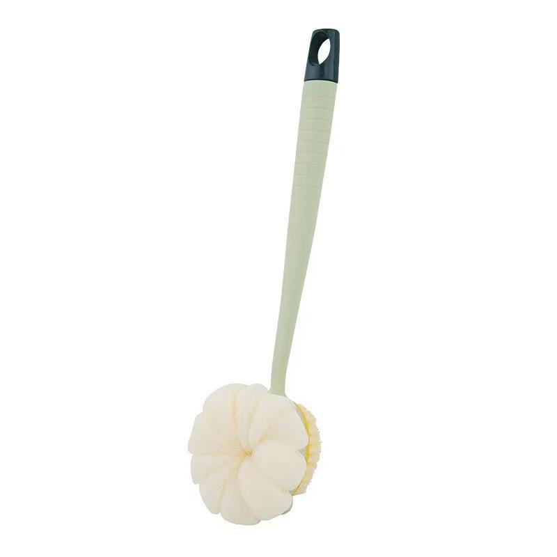 Double-Sided Soft Hair Massage Bath Brush Long Handle Back Rub Brush 2 In 1 Bath Brush With Bath Ball Double Side Scrub Brush