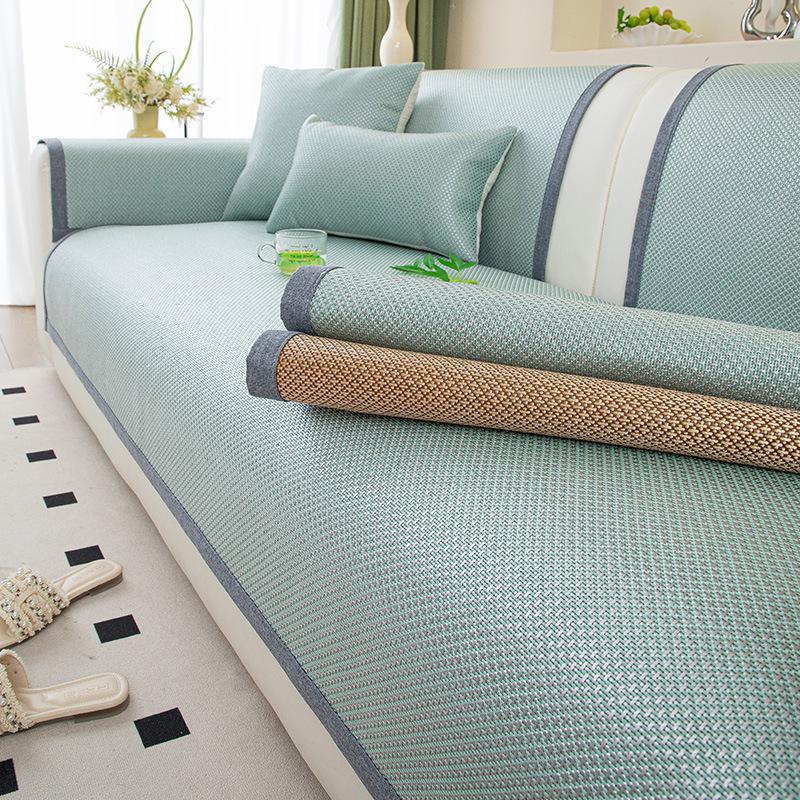 Summer New Light Luxury Ice Rattan Mat Sofa Cushion Universal In All Seasons Ice Silk Cool Cushion Cover Non-Slip Cover Cloth Seat Cushion