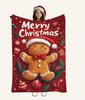 Red Christmas Gingerbread Man Flannel Throw Blanket Merry Christmas Soft Warm Blanket Xmas Holiday Home Decor Sofa Bed Gift