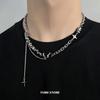 Titanium Steel Black Star Necklace For Men Women Trend Cross Pendant Collar Sweater Chain Hip Hop Kpop  Male Accessories