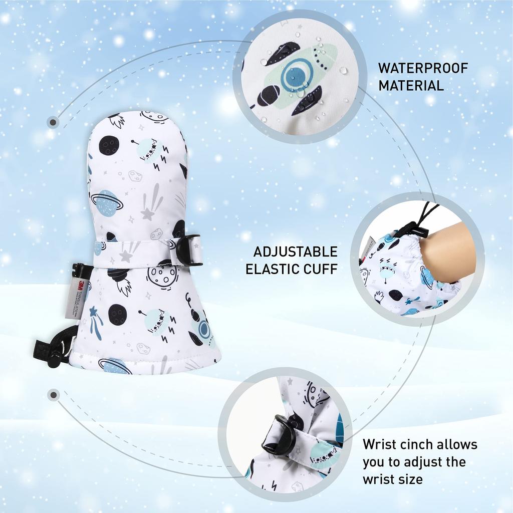 Tots 3M for and Suitable for Boys and Outdoors Ami&Li Kids' Mittens, Warm, Windproof, Water-Repellent, Anti-Slip, Adjustable, Skiing, Winter, Autumn,